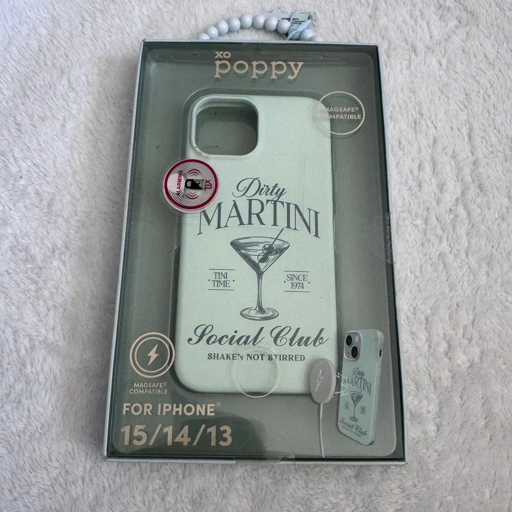 XO Poppy Dirty Martini Social Club for iPhone 15 14 13 MagSafe Case Green NIP